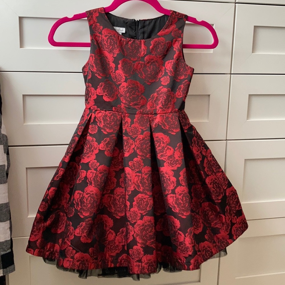 Rose printed party dress